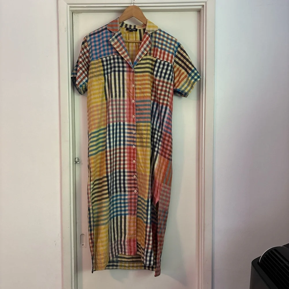 Colorful Checkered Button-Up Dress - Picture 10 of 15